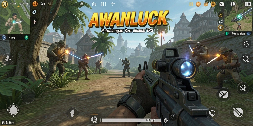Tampilan gameplay mendebarkan dari AWANLUCK dengan aksi TPS yang intens.