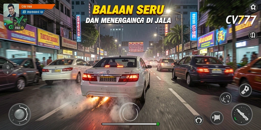Tampilan gameplay balapan seru di CV777 dengan mobil cepat dan lintasan menantang.