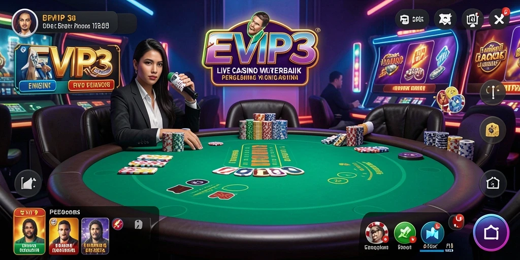Tampilan gameplay EVIP3 yang menampilkan momen seru di Live Casino.