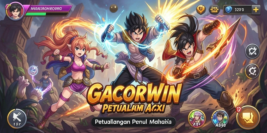Tampilan gameplay GACORWIN dengan karakter anime yang dinamis.