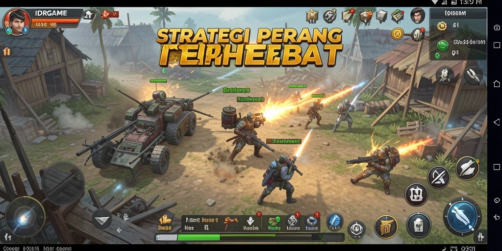 Tampilan gameplay <strong>IDRGAME</strong> dengan pertempuran strategis yang mendebarkan.