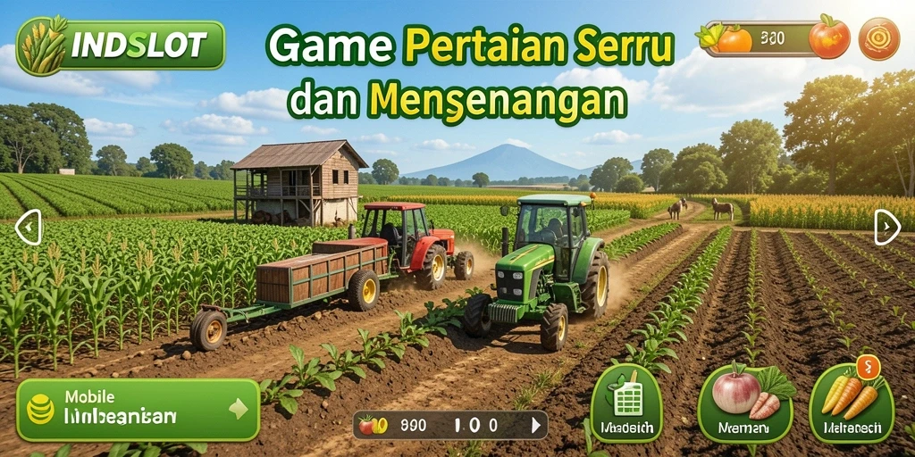 Tampilan gameplay INDSLOT dengan aktivitas pertanian yang seru.