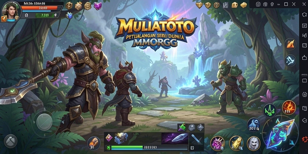 Screenshot gameplay MULIATOTO menunjukkan petualangan mendebarkan dalam dunia fantasi.