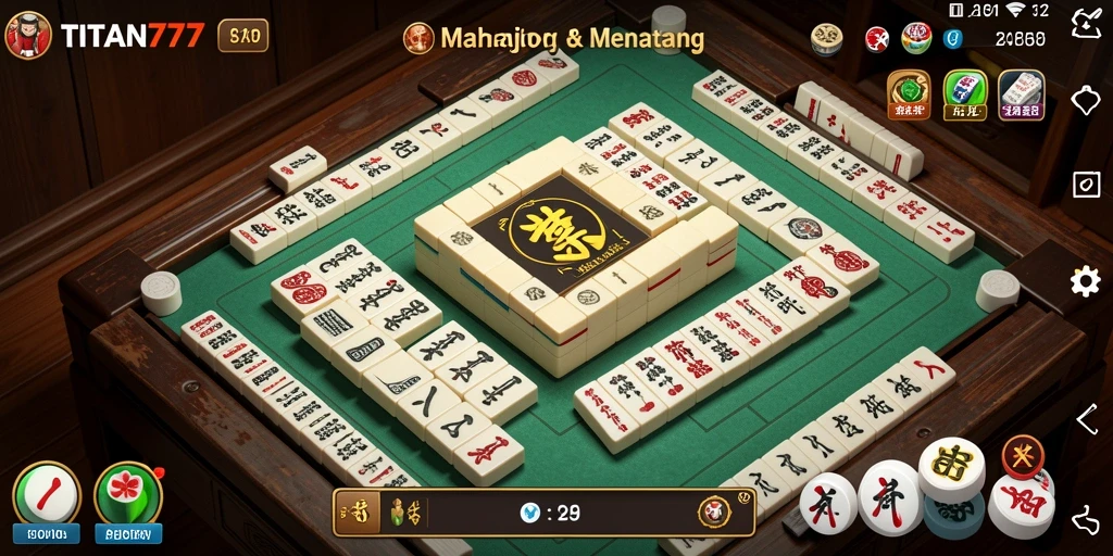 Screenshot gameplay TITAN777 menunjukkan keseruan bermain Mahjong.