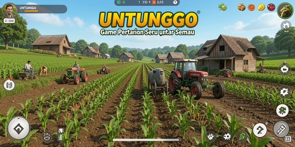 Tampilan gameplay UNTUNGGO yang memukau saat bercocok tanam.