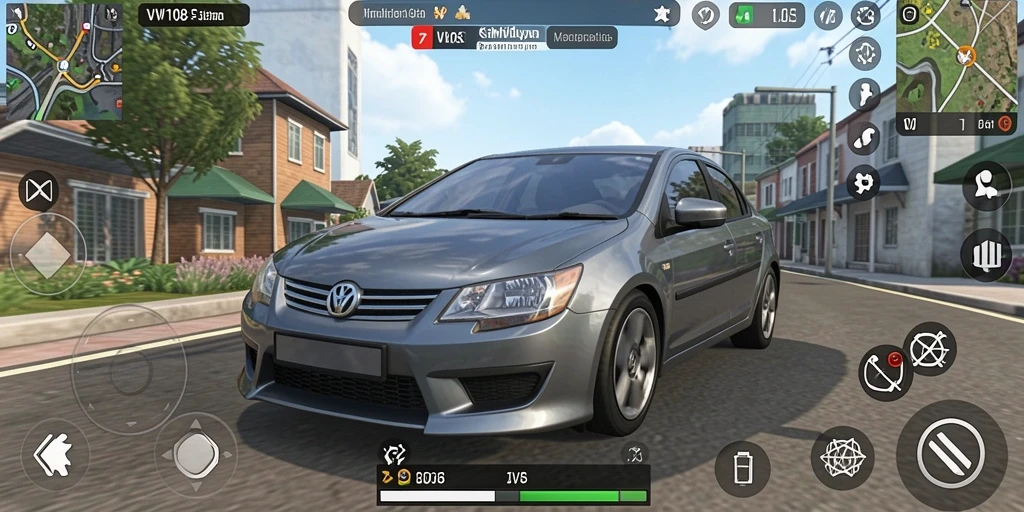 Tampilan gameplay VW108 yang menampilkan suasana simulasi yang hidup.